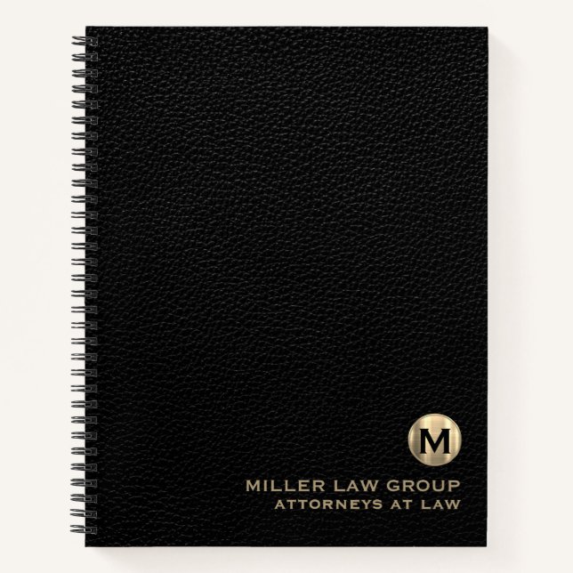 Black Leather Luxury Gold Erstklassiges Logo Spira Notizbuch (Vorderseite)