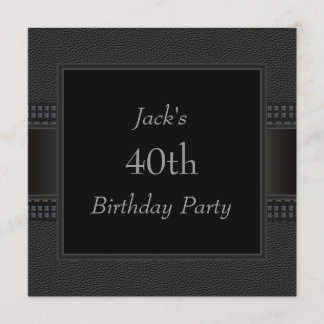 Black Leather Mans 40. Geburtstag Party Einladung