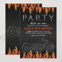 Black Leather Orange Flames Motorrad-Party