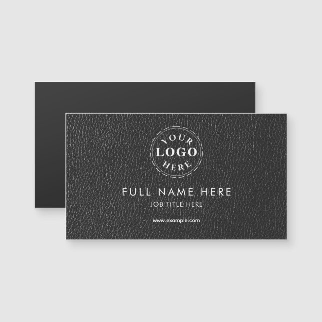 Black Leather Pattern Magnetic Business Card Magnetkarte (Vorne/Hinten)