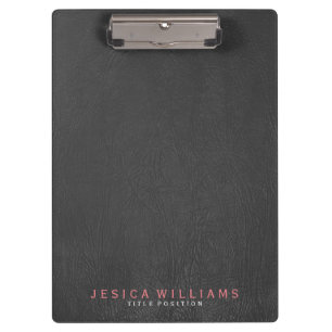 Black Leather Print Klemmbrett