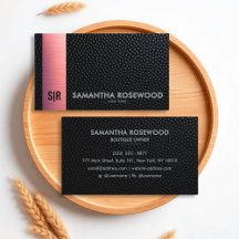 Black Leather & Rose Rosa Elegante Business Card