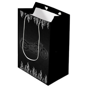 Black Leather Silver Chrome Motorrad-Party Mittlere Geschenktüte