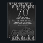 Black Leather Silver Motorrad 70TH 70 Geburtstag Einladung<br><div class="desc">Anpassen für jedes Ereignis</div>