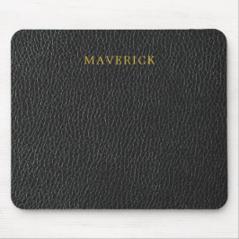 Black Leather Texture Background with Custom Name Mousepad