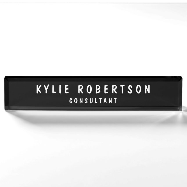 Black Legible Beruflich Trendy Modern Namensplakette (Vorderseite)