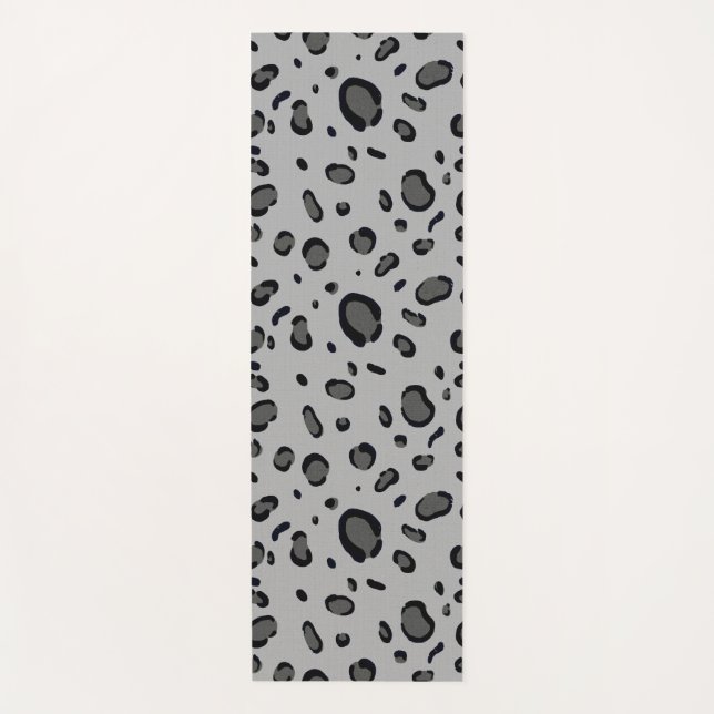 Black Leopard Pattern On Grey Yogamatte (Vorderseite)