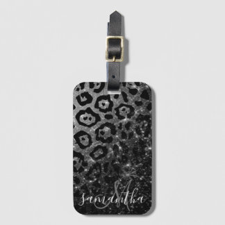 Black Leopard Print und Glitzer Gepäckanhänger