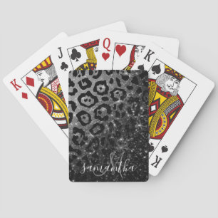 Black Leopard Print und Glitzer Spielkarten