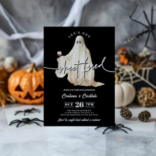 Black Let's Get Sheet Faced Funny Halloween Einladung