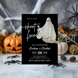 Black Let's Get Sheet Faced Funny Halloween Einladung