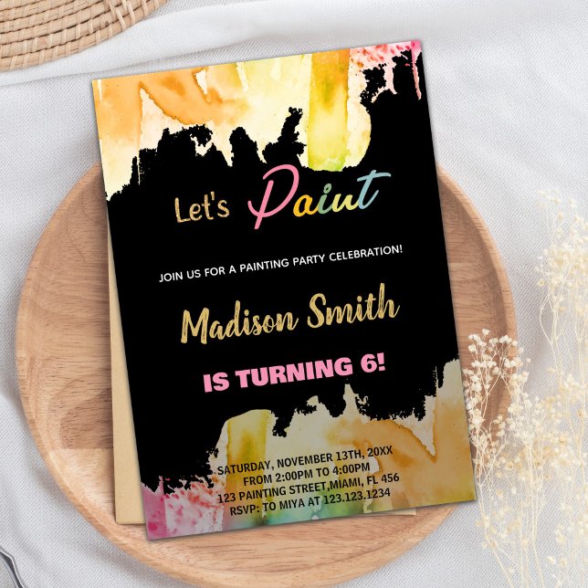 Black Let's Paint Birthday Einladungen (Black Let's Paint Birthday Invitations)