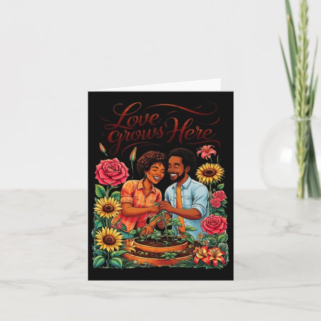 Black Liebe African American Couple Sketch Valenti Karte (Vorderseite)