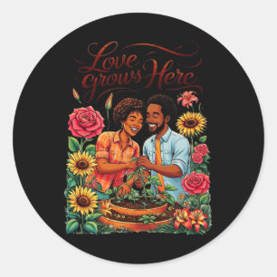 Black Liebe African American Couple Sketch Valenti Runder Aufkleber