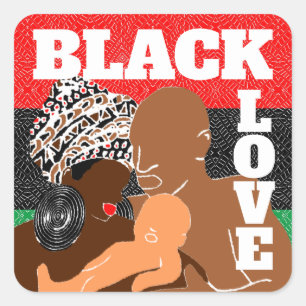 Black Liebe Brown Liebe Black Family Quadratischer Aufkleber