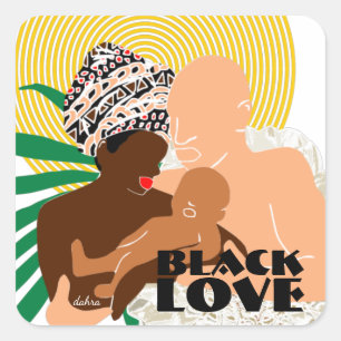 Black Liebe Brown Liebe Black Family Quadratischer Aufkleber