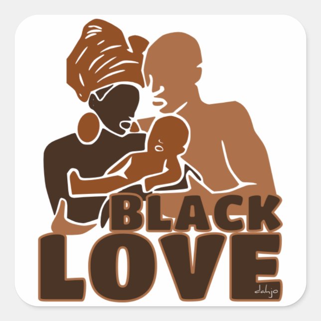 Black Liebe Brown Liebe Quadratischer Aufkleber (Vorderseite)