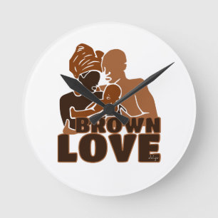 Black Liebe Brown Liebe Runde Wanduhr