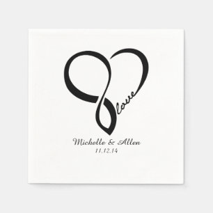 Black Liebe Heart Wedding Party Paper Napkins Set Serviette