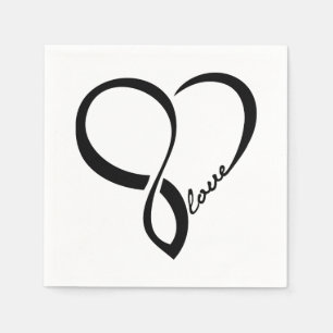 Black Liebe Heart Wedpaper Napkins Set Serviette