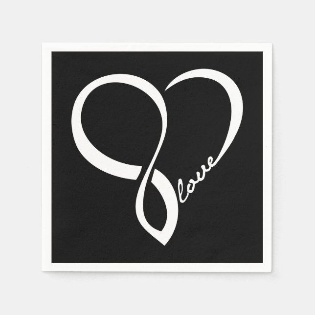 Black Liebe Heart Wedpaper Napkins Set Serviette (Vorderseite)