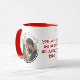 Black Liebe Zitat I benutzerdefiniertes Foto Rot Tasse
