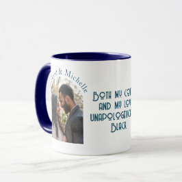 Black Liebe Zitat I Custom Foto und Names Blue Tasse