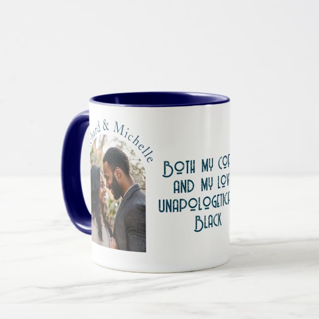 Black Liebe Zitat I Custom Foto und Names Blue Tasse (Vorderseite Links)