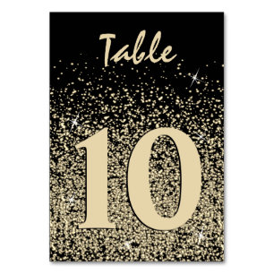 Black & Light Gold Confetti Tischnummer