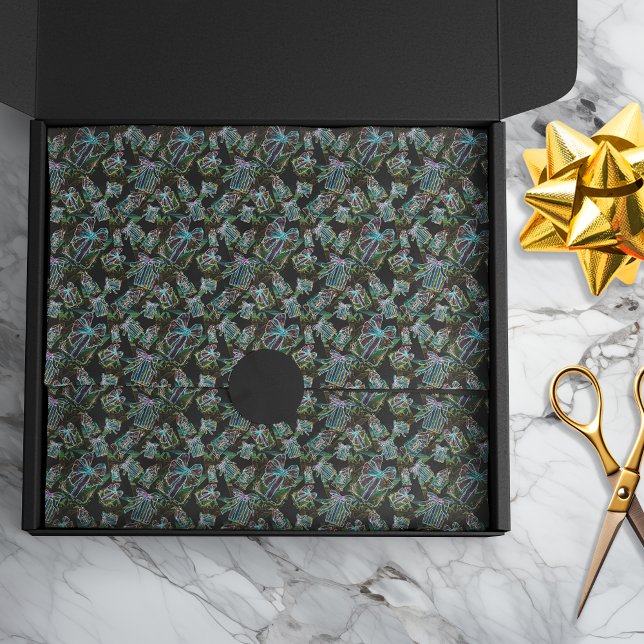 Black Light Neon Glow Xmas Geschenke und Häuser Seidenpapier (Von Creator hochgeladen)