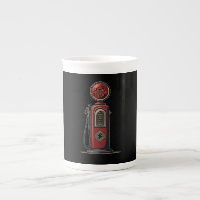 Black Lightning Oil Company Retro Gas Pump Prozellantasse (Vorderseite)