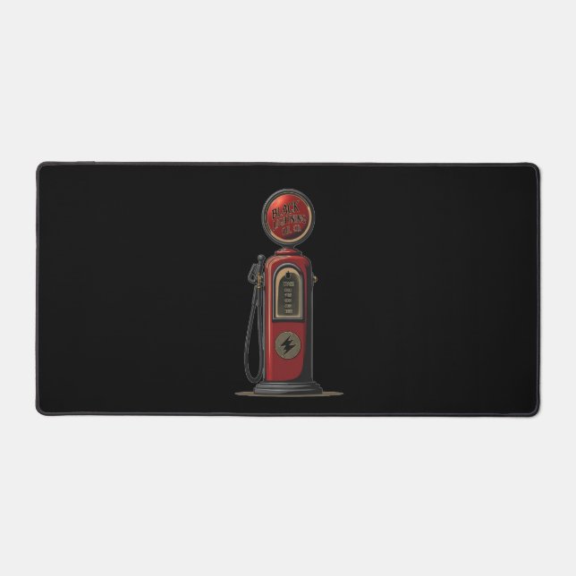 Black Lightning Oil Company Retro Gas Pump Schreibtischunterlage (Vorderseite)