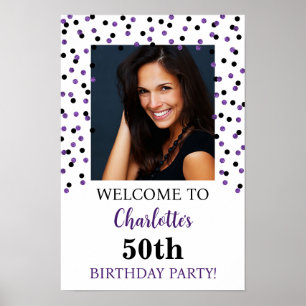 Black Lila Birthday Party Custom 12x18 Foto Poster