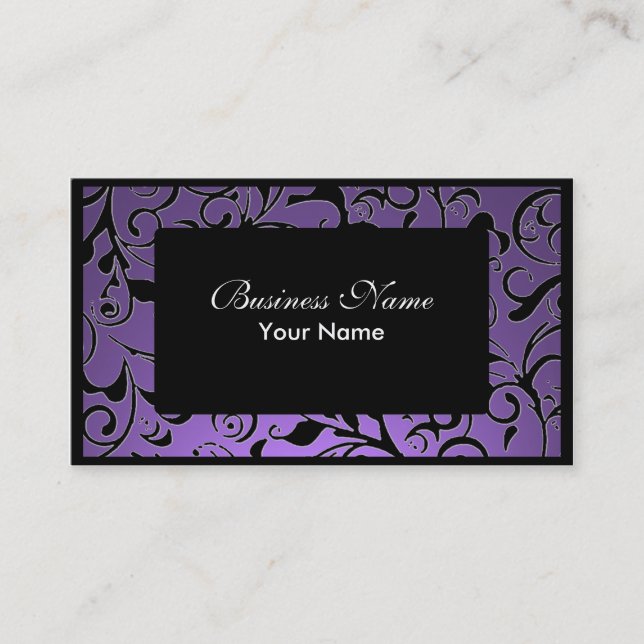 Black lila Damask Terminkarten Terminkarte (Vorderseite)