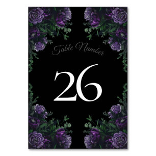 Black Lila Floral Elegante Wedding Gothic Tischnummer