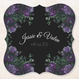 Black Lila Floral Elegante Wedding Gothic Untersetzer