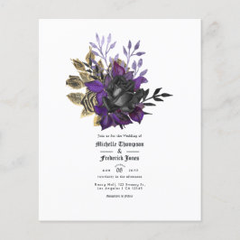Black Lila Gold Floral Gothic Wedding Flyer