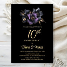 Black Lila Gray Floral 10 Jahre Jubiläum