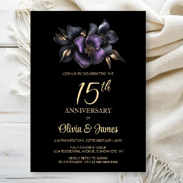 Black Lila Gray Floral 15 Jahre alt Einladung