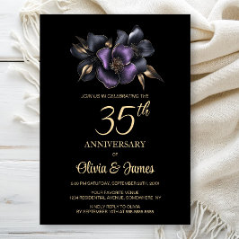 Black Lila Gray Floral 35 Jahre Jubiläum Einladung