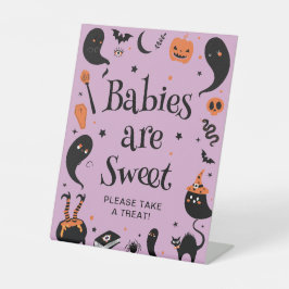 Black & Lila Halloween Baby Dusche Gefallen Sockelschild
