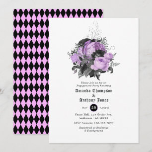 Black, Lila und Silver Gothic Engagement Party Einladung