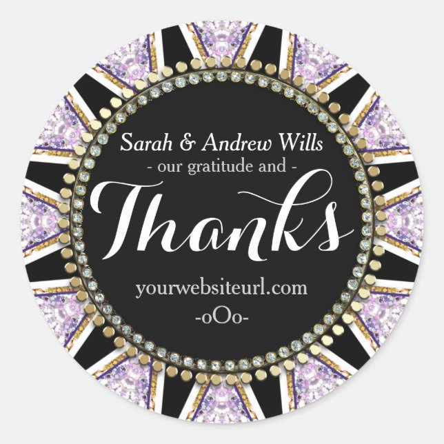 Black+Lilac Sun Sparkle Chalkboard dank Stickers (Vorderseite)