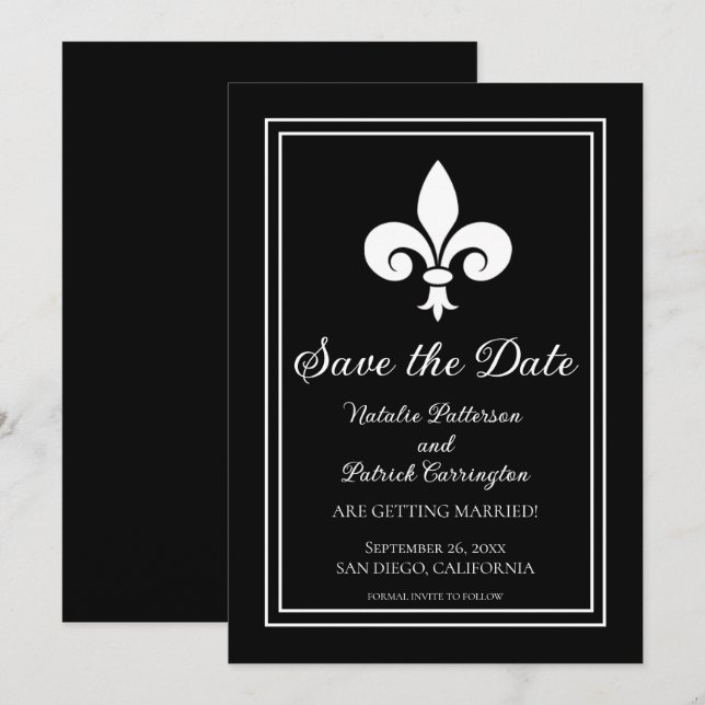 Black Lilie Save the Date einladen Einladung (Vorne/Hinten)