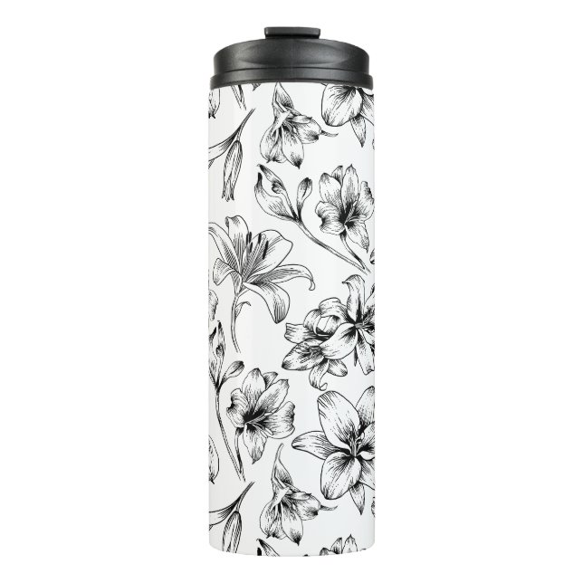 Black Lily Blume Thermosbecher (Vorderseite)
