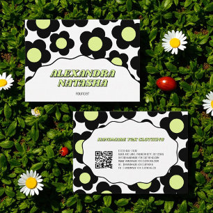 Black Lime Green Y2K Blume Handgefertigte Kleidung Visitenkarte