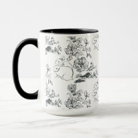 Black Line Art Niedliches Kaninchen und Blume