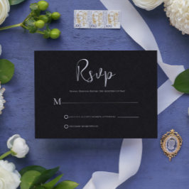 Black Line Einfache Black Script RSVP Karte