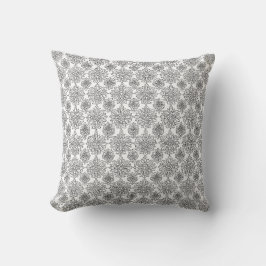 Black Line Floral Chrysanthema Art Kissen