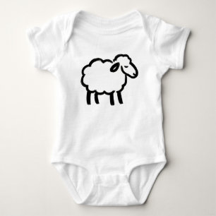 Black Line Sheep - Cosy Animal Ink Design auf Baby Strampler
